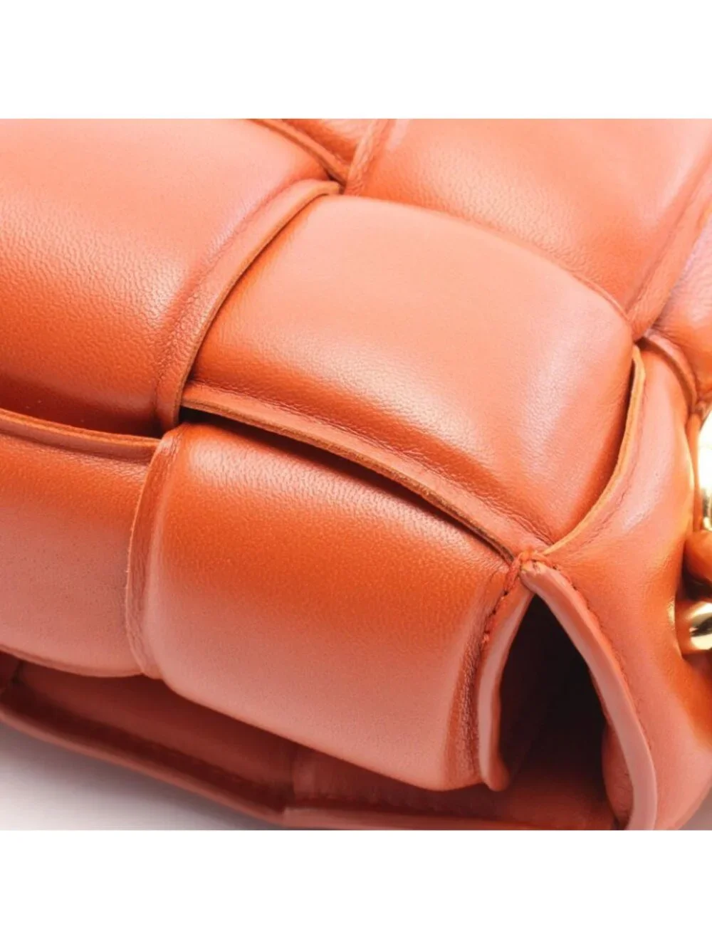 Bottega Veneta Shoulder Bag the Chain Cassette Orange Leather